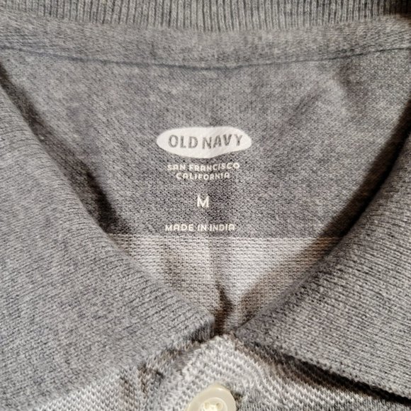 Old Navy Striped Short Sleeve Polo Men's Size Medium Grey - Picture 9 of 10